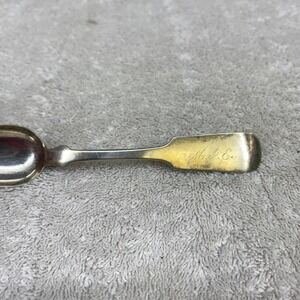 Antique D.M. Fitch Troy NY Coin Silver Salt Spoon Fiddle Handle Monogrammed